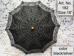 black/silver batten lace parasol